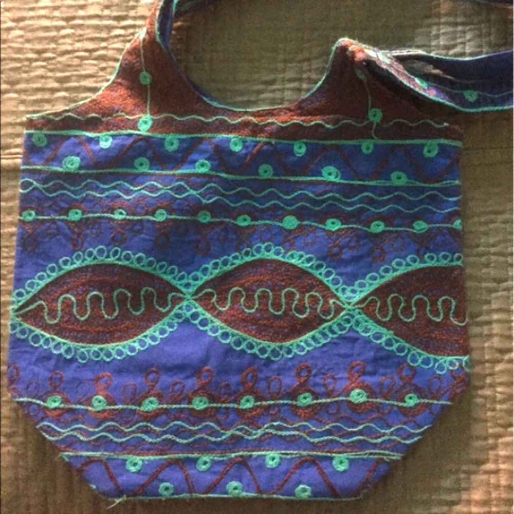From Malawi Blue Embroidered Bag Sourced from 🇲🇼 New